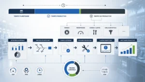 Mapa visual de Lean para convertir perdidas de tiempo en mas tiempo productivo de fabrica