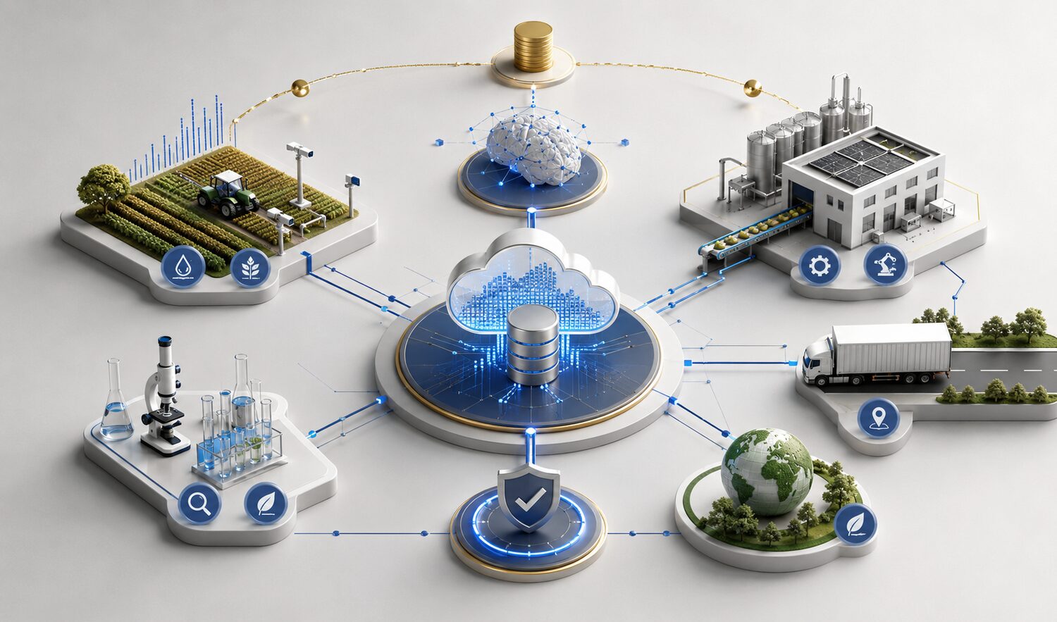 Mapa conceptual de fondos europeos impulsando datos, trazabilidad e inteligencia artificial en la industria agroalimentaria