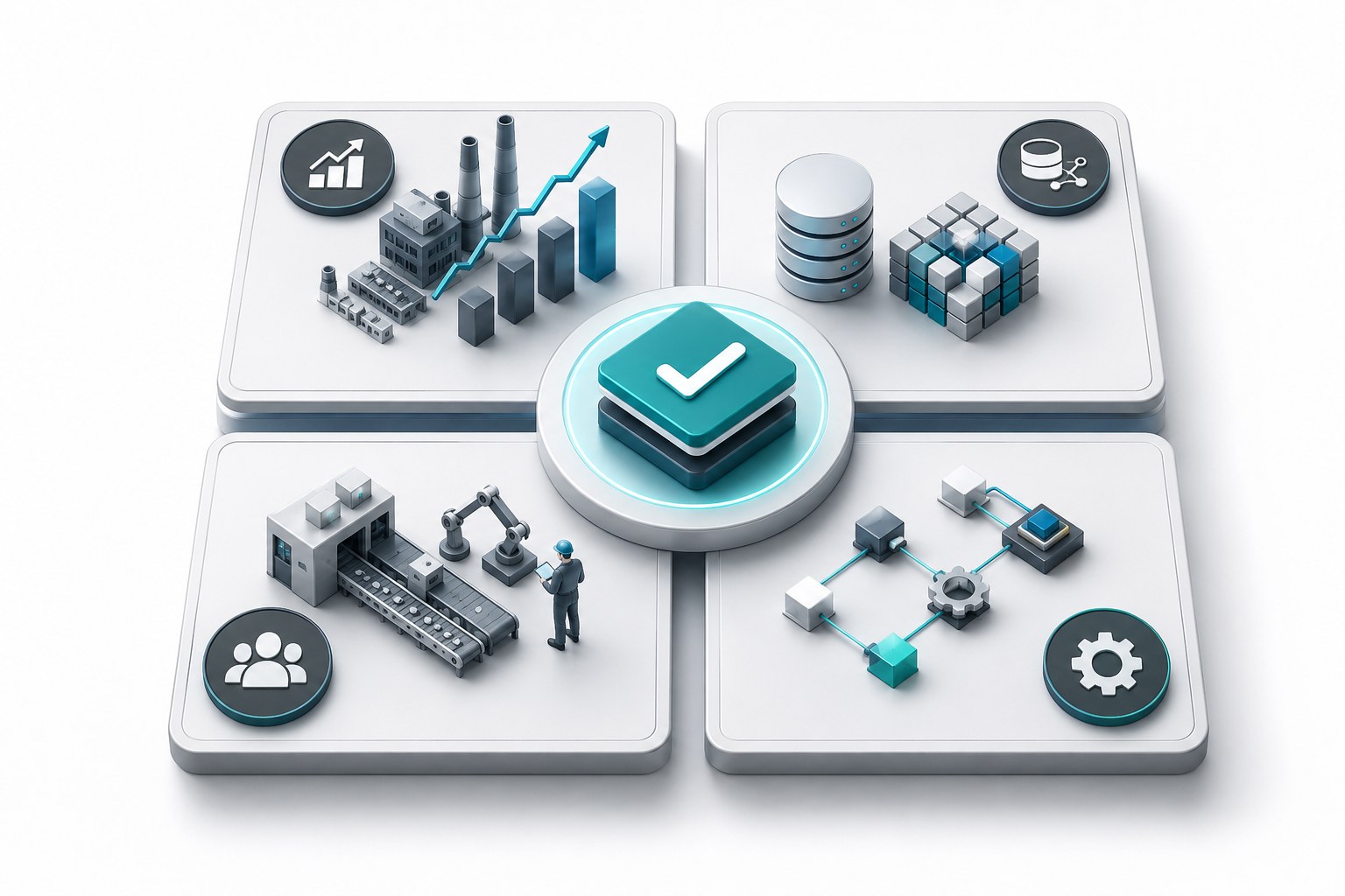 Matriz conceptual para priorizar el primer proyecto de inteligencia artificial industrial según impacto, datos, equipo y complejidad
