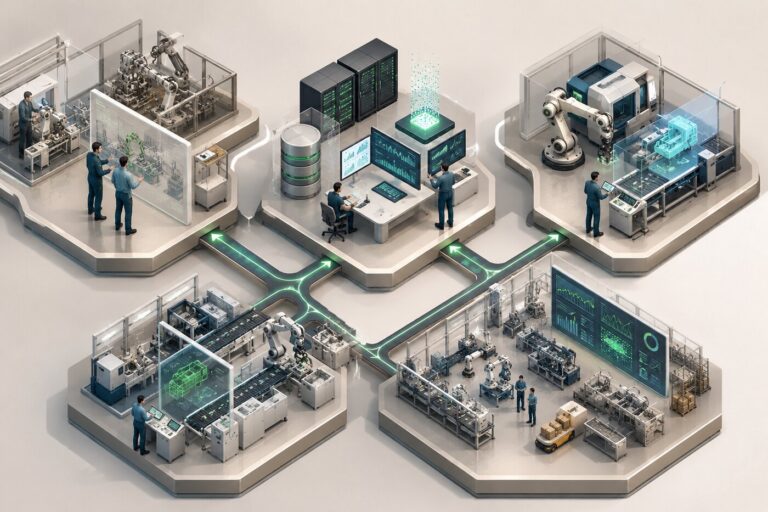 Hoja de ruta visual con etapas para aplicar inteligencia artificial industrial desde el problema hasta el escalado