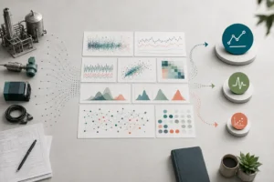 Composición visual del recorrido desde datos industriales y análisis exploratorio hasta oportunidades de IA priorizadas